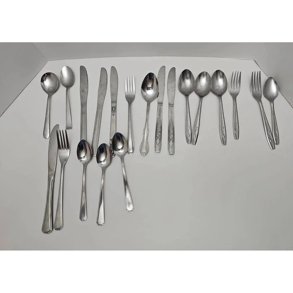 20pc Stainless Steel Silverware Flatware‎ Lot Assorted Pieces Mixed Patterns